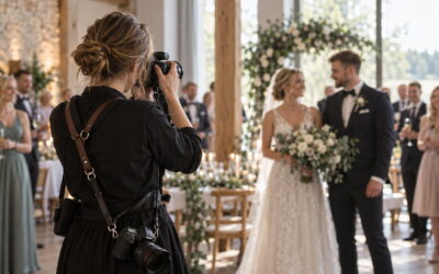 Pulmafotograaf jäädvustab noorpaari ja külalisi